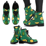 Durian Pattern Green Background Leather Boots
