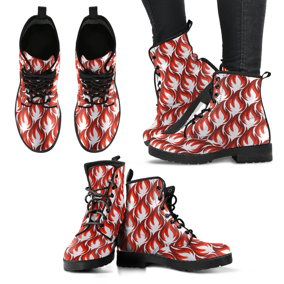 Fire Flame Symbol Design Pattern Leather Boots