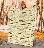 Mustache Beard Pattern Print Design 01 Premium Blanket