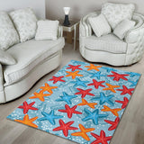 Blue Red Orange Starfish Pattern Area Rug