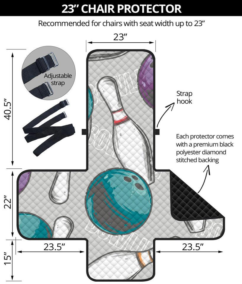 Bowling ball and pin gray background Chair Cover Protector