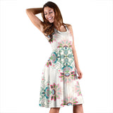 Square Floral Indian Flower Pattern Sleeveless Midi Dress