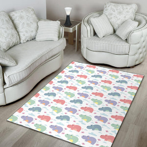 Hippopotamus Pattern Print Design 03 Area Rug