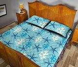 Blue starfish coral reef pattern Quilt Bed Set