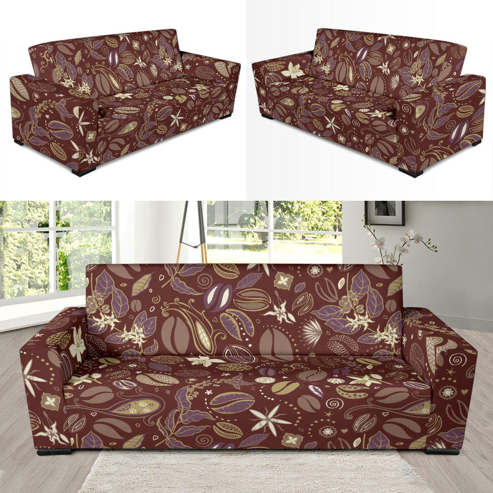 Coffee Bean Flower Pattern Sofa Slipcover