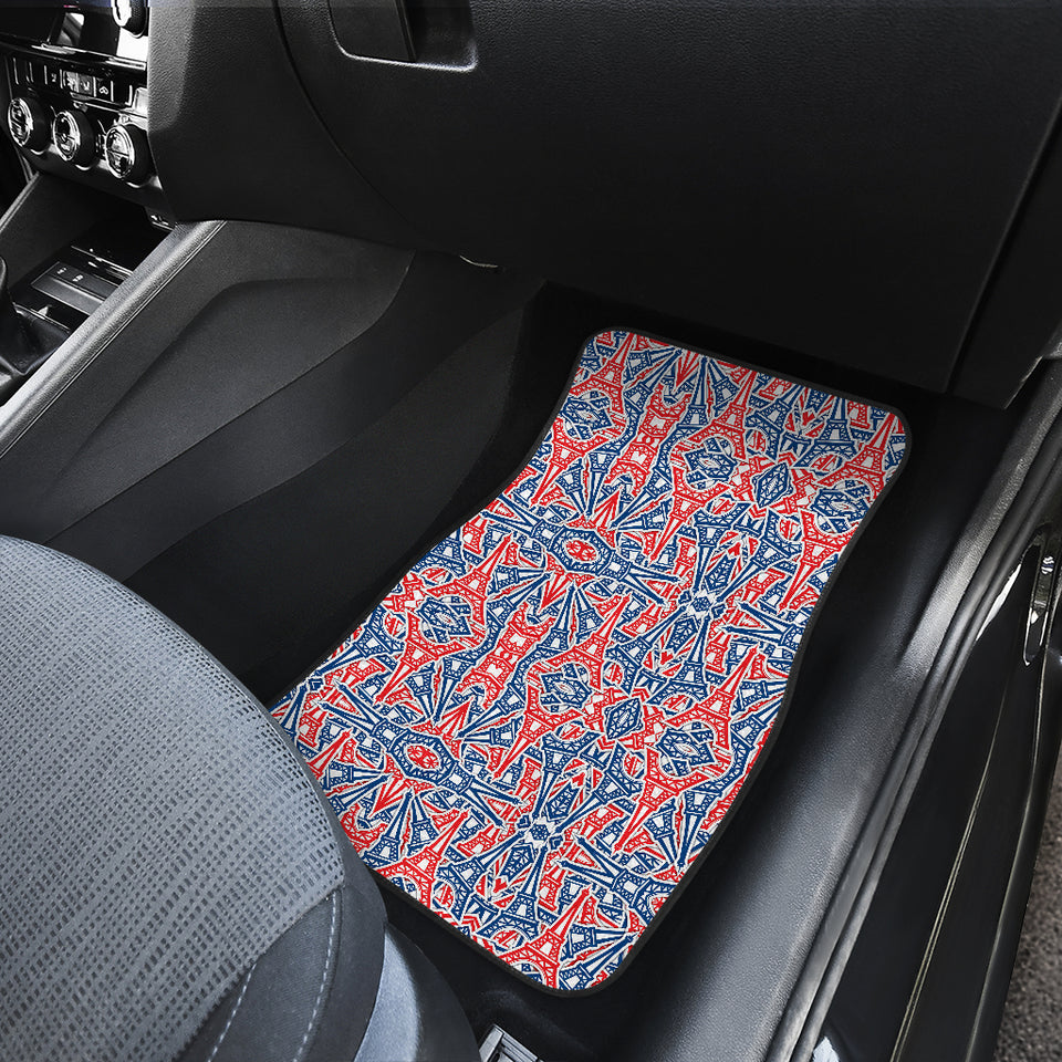 Eiffel Tower Pattern Print Design 02 Front Car Mats