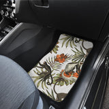 Monkey Red Hibiscus Flower Palm Leaves Floral Pattern Front And Back Car Mats