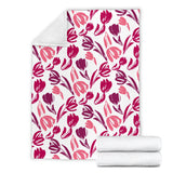 Pink Sketch Tulip Pattern Premium Blanket