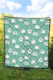 Cute Sheep Green Background Premium Quilt