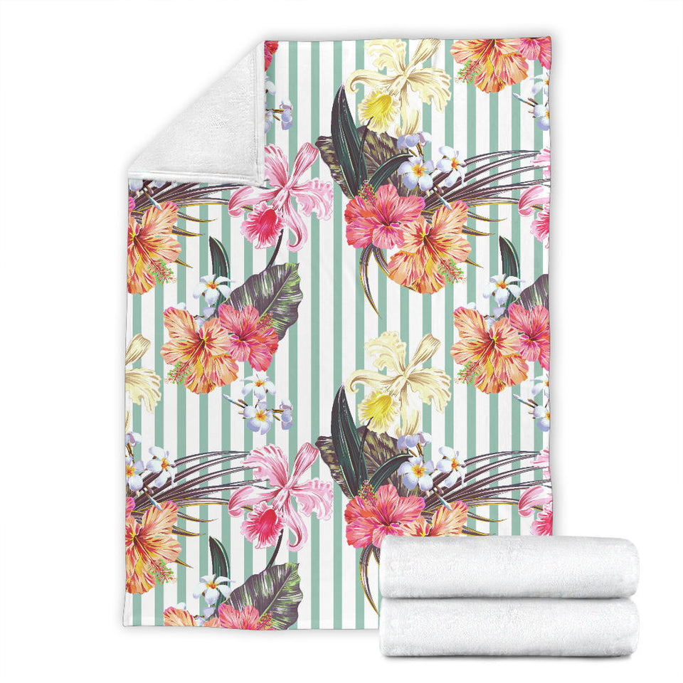 Colorful Orchid Flower Pattern Premium Blanket