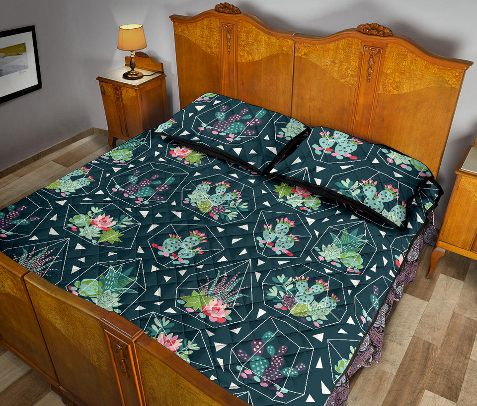 Cactus glass terrarium pattern Quilt Bed Set