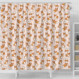Cute Corgis Pattern Pink Background Shower Curtain Fulfilled In US