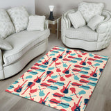 Red Blue Guitar Pattern Area Rug