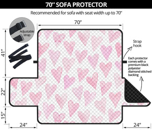 Watercolor pink heart pattern Sofa Cover Protector