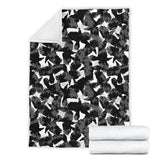 Crow Illustration Pattern Premium Blanket