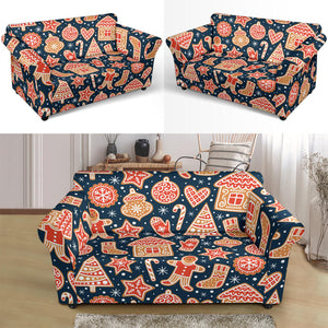 Christmas Gingerbread Cookie Pattern Loveseat Couch Slipcover