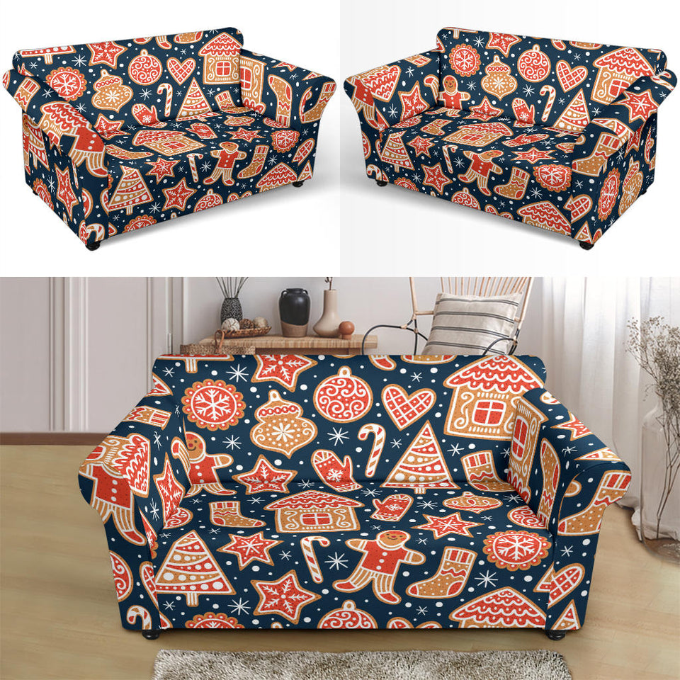 Christmas Gingerbread Cookie Pattern Loveseat Couch Slipcover