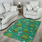 Cute Frog Dragonfly Design Pattern Area Rug