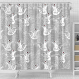 White Swan Gray Background Shower Curtain Fulfilled In US
