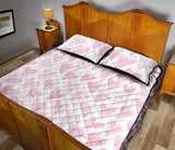 Watercolor pink heart pattern Quilt Bed Set