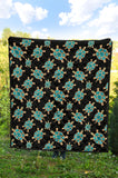 Sea Turtle Blue Stone Pattern Premium Quilt