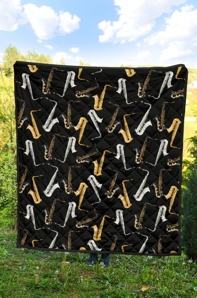 Saxophone Design Pattern Premium Quilt