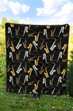 Saxophone Design Pattern Premium Quilt