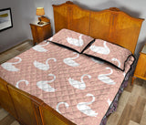 Swan flower light pink background Quilt Bed Set