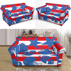 American Football Ball Star Stripes Pattern Loveseat Couch Slipcover
