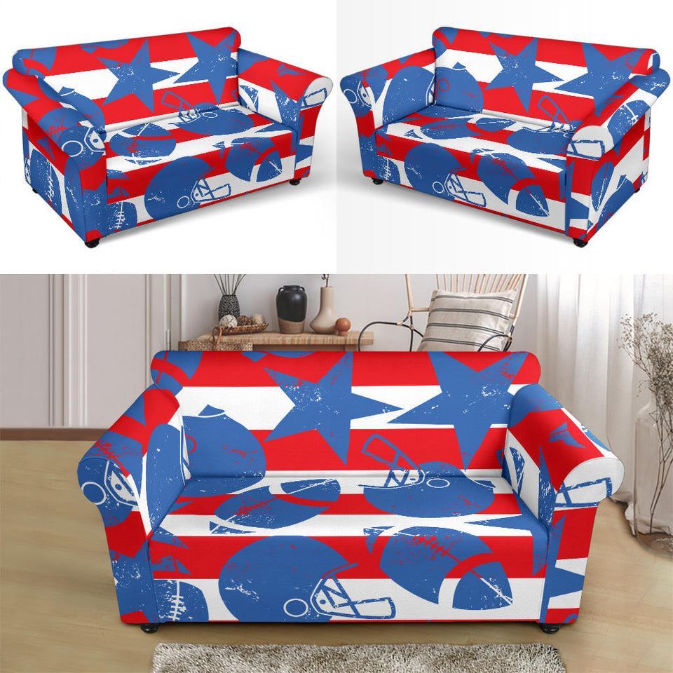 American Football Ball Star Stripes Pattern Loveseat Couch Slipcover