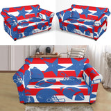 American Football Ball Star Stripes Pattern Loveseat Couch Slipcover