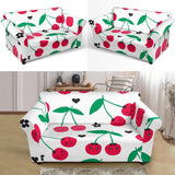 Cherry Pattern White Background Loveseat Couch Slipcover