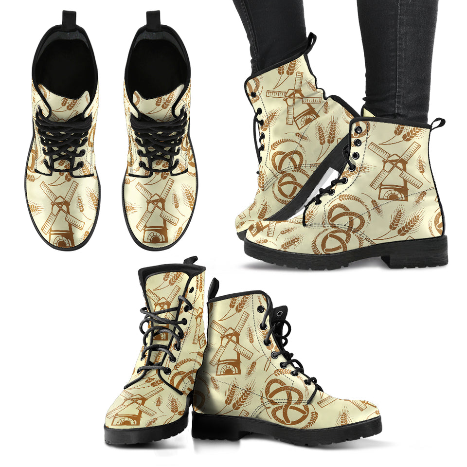 Windmill Wheat Pattern Leather Boots