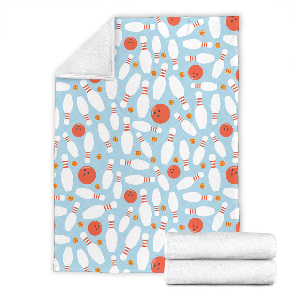 Bowling Ball Bowling Pins Blue Blackground Premium Blanket