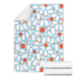 Bowling Ball Bowling Pins Blue Blackground Premium Blanket