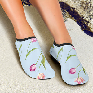 Watercolor Tulips Pattern Aqua Shoes