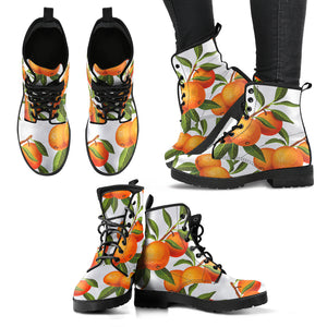 Oranges Pattern Background Leather Boots