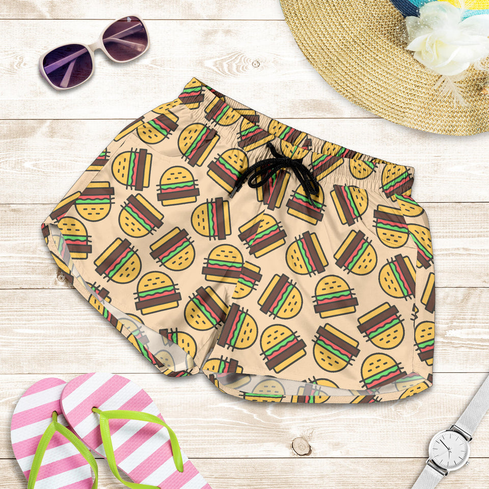 Hamburger Pattern Print Design 01 Women Shorts