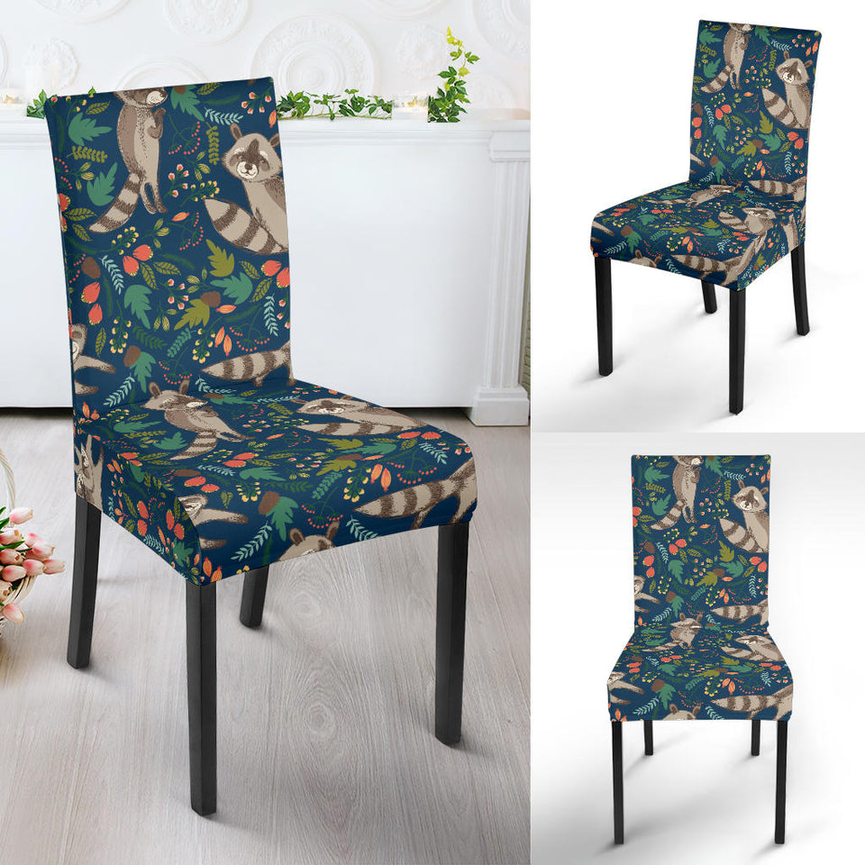 Raccoon Tropical Leaves Pattern Dining Chair Slipcover