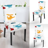 Colorful Helicopter Pattern Dining Chair Slipcover