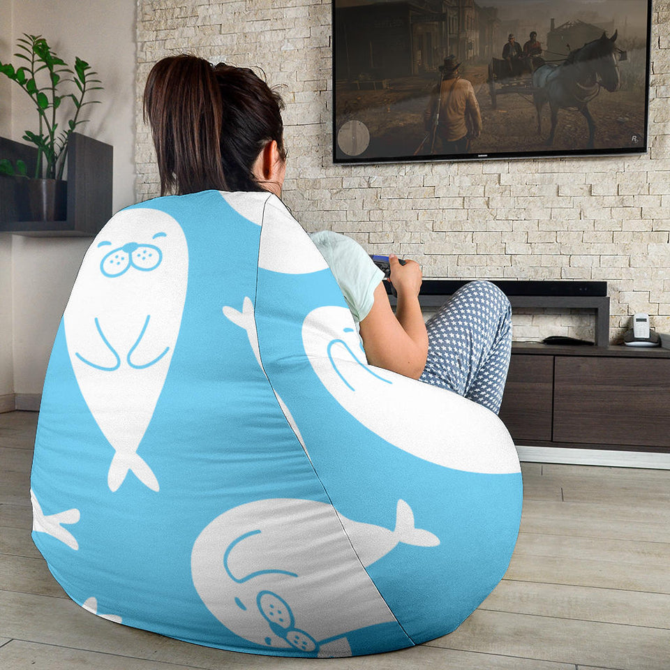 Cute White Sea Lion Seals Pattern Bean Bag Cover