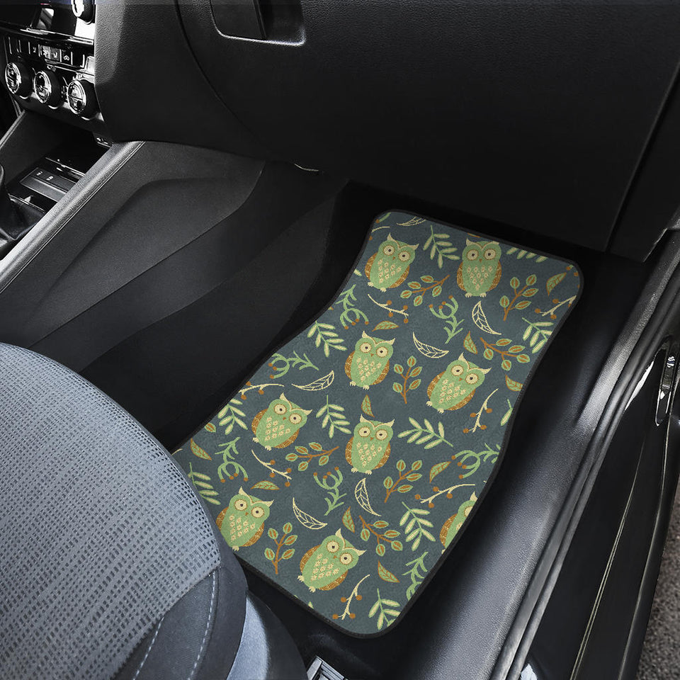 Cute Owls Leaves Pattern Front Car Mats