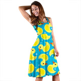 Duck Toy Pattern Print Design 04 Sleeveless Midi Dress