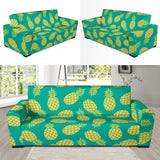 Pineapples Pattern Green Background Sofa Slipcover