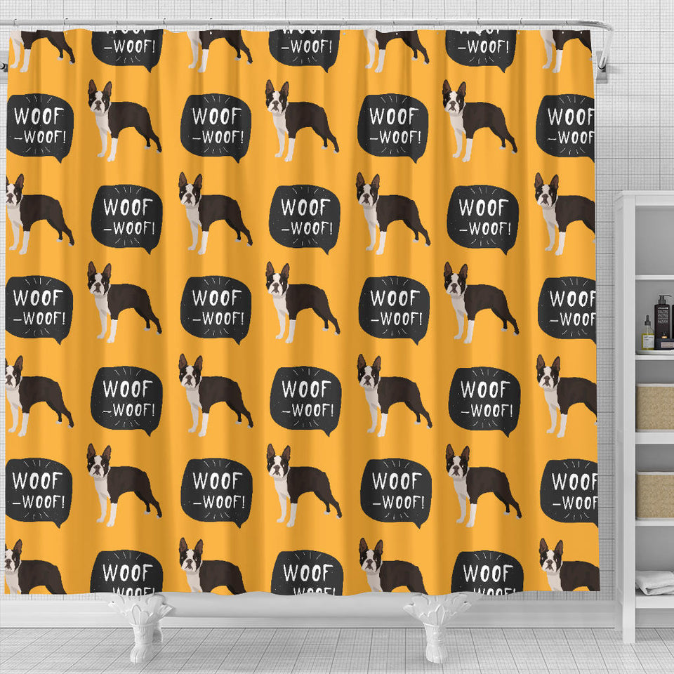 Boston Terrier Design Pattern Shower Curtain Fulfilled In US