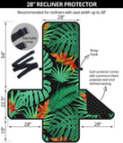 heliconia flower palm monstera leaves black background Recliner Cover Protector