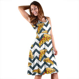 Pizza Design Pattern Sleeveless Midi Dress