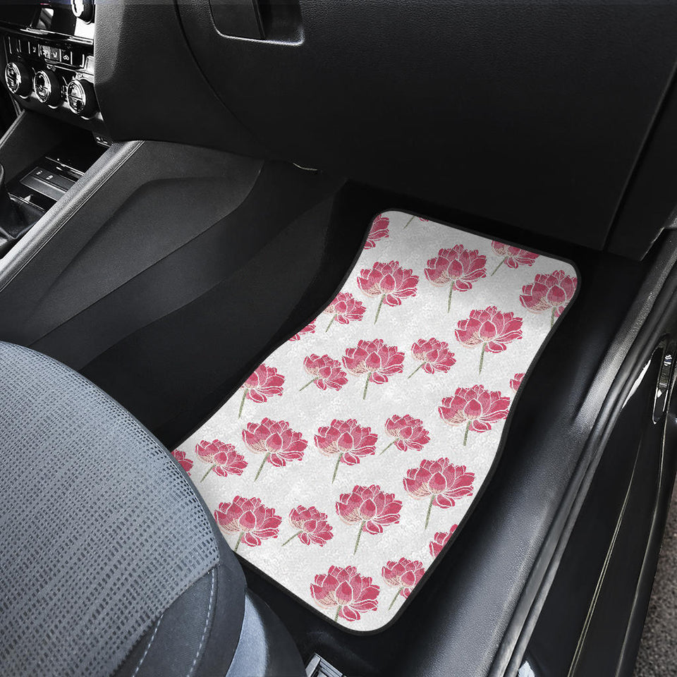 Pink Lotus Waterlily Pattern Front Car Mats