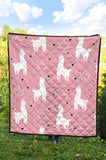 Llama Alpaca Pink Background Premium Quilt