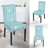 Snowflake Pattern Blue Stripe Background Dining Chair Slipcover